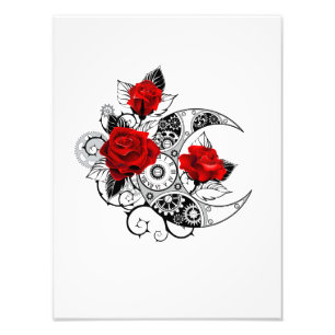 Mechanical Crescent with Red Roses Photo Print