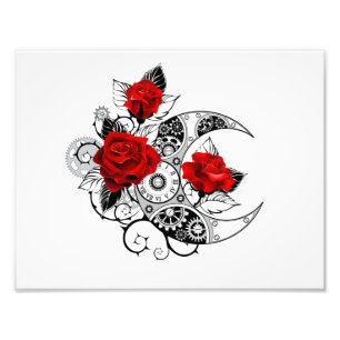 Mechanical Crescent with Red Roses Photo Print