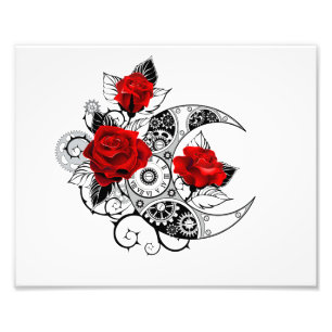 Mechanical Crescent with Red Roses Photo Print
