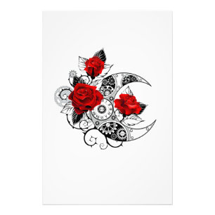 Mechanical Crescent with Red Roses Photo Print