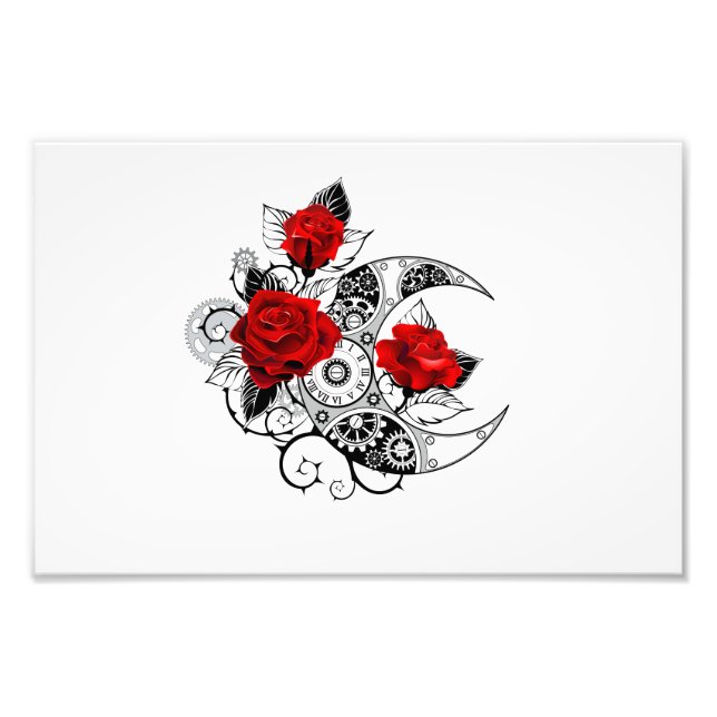 Mechanical Crescent with Red Roses Photo Print (Front)