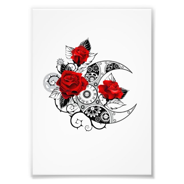 Mechanical Crescent with Red Roses Photo Print (Front)
