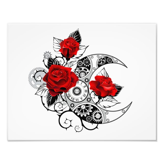 Mechanical Crescent with Red Roses Photo Print (Front)