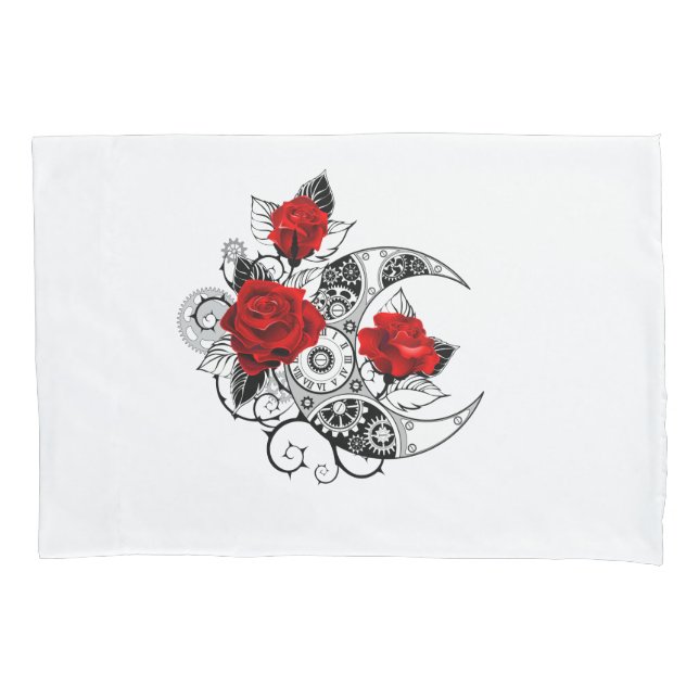 Mechanical Crescent with Red Roses Pillowcase (Front-Left)