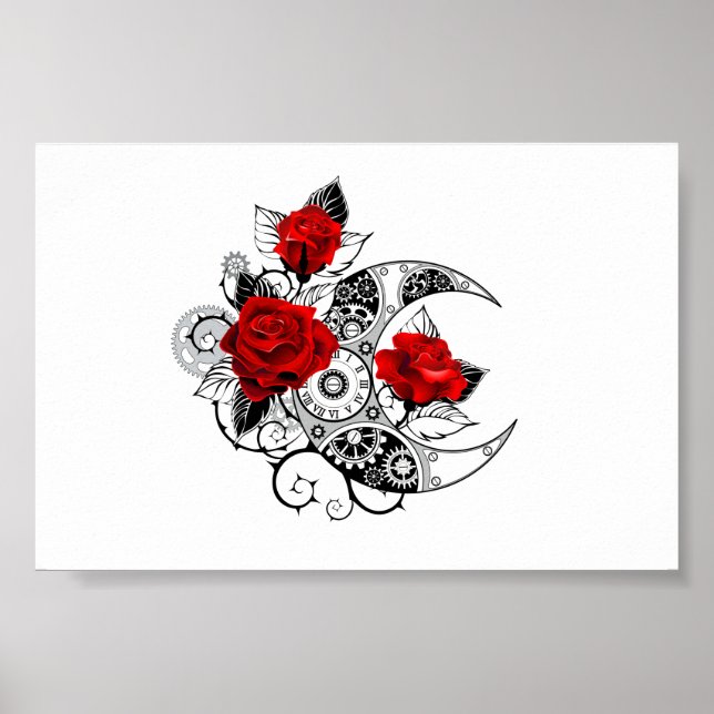 Mechanical Crescent with Red Roses Poster (Front)