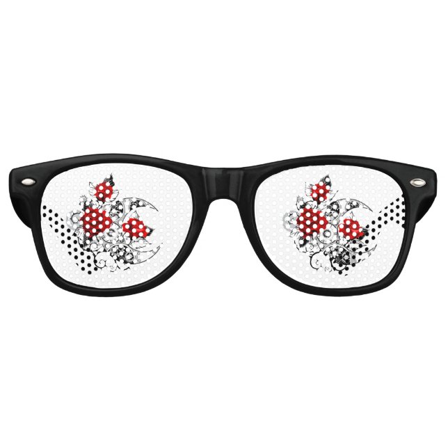 Mechanical Crescent with Red Roses Retro Sunglasses (Front)