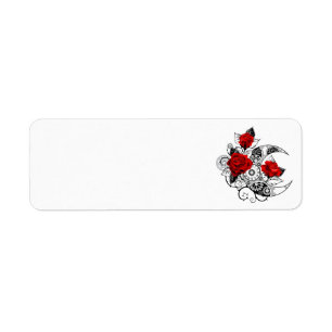 Mechanical Crescent with Red Roses Return Address Label