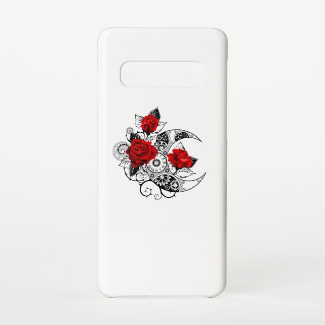 Mechanical Crescent with Red Roses Samsung Galaxy Case (Back)