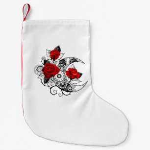 Mechanical Crescent with Red Roses Small Christmas Stocking