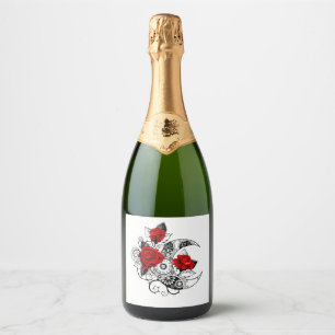 Mechanical Crescent with Red Roses Sparkling Wine Label