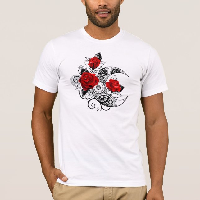 Mechanical Crescent with Red Roses T-Shirt (Front)