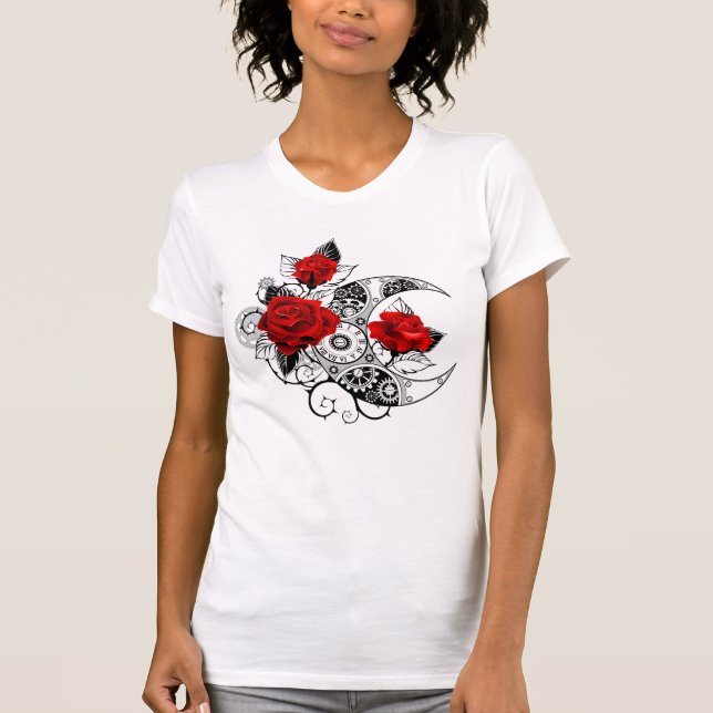 Mechanical Crescent with Red Roses T-Shirt (Front)