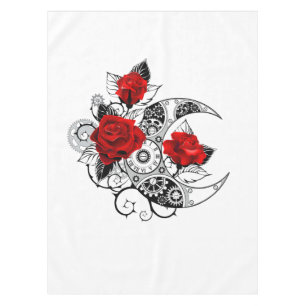 Mechanical Crescent with Red Roses Tablecloth