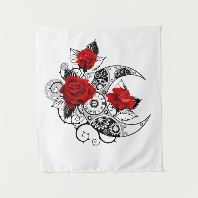 Mechanical Crescent with Red Roses Tapestry (Front)