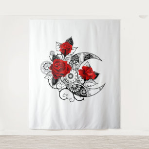Mechanical Crescent with Red Roses Tapestry