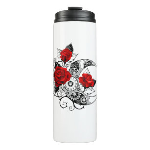 Mechanical Crescent with Red Roses Thermal Tumbler
