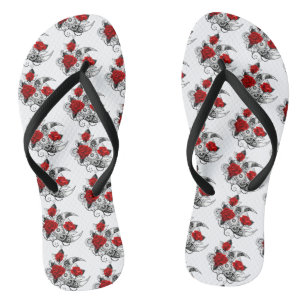 Mechanical Crescent with Red Roses Thongs