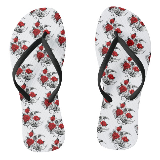 Mechanical Crescent with Red Roses Thongs (Footbed)