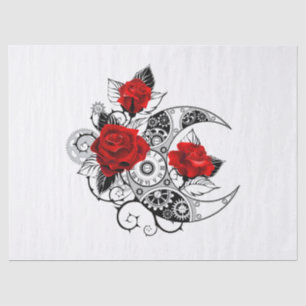Mechanical Crescent with Red Roses Tissue Paper