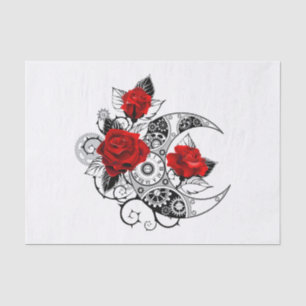 Mechanical Crescent with Red Roses Tissue Paper