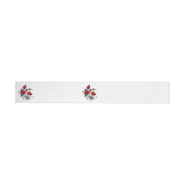 Mechanical Crescent with Red Roses Wraparound Address Label (Individual)