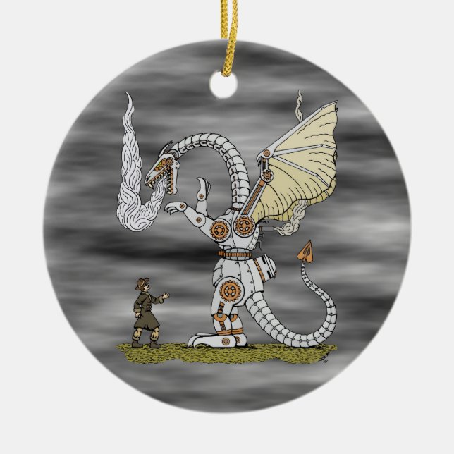 Mechanical Dragon Ceramic Ornament (Front)