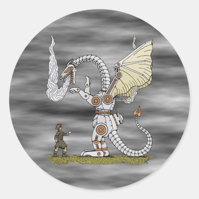 Mechanical Dragon Classic Round Sticker (Front)