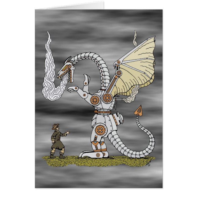 Mechanical Dragon Greeting Card (Front)