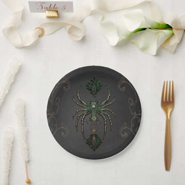 Mechanical elegance, the spider in the dark. paper plate (Wedding)
