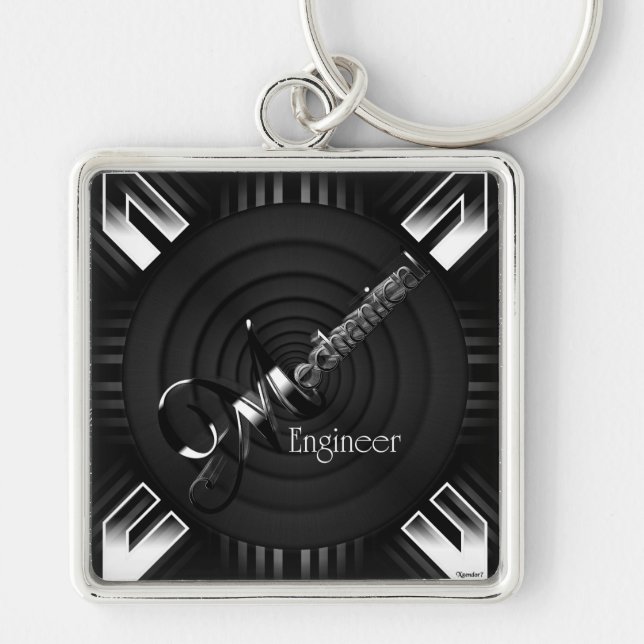 Mechanical Engineer Deco Flare Key Ring (Front)
