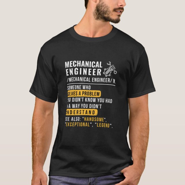 Mechanical Engineer Definition Funny Job T-Shirt (Front)