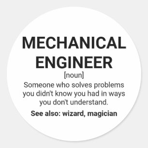 Mechanical Engineer Definition Noun Classic Round Sticker