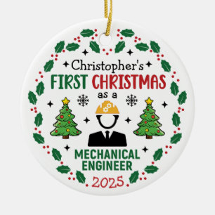 Mechanical Engineer First Christmas Personalised Ceramic Ornament