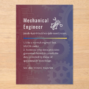 Mechanical Engineer Funny Definition Acrylic Invitations