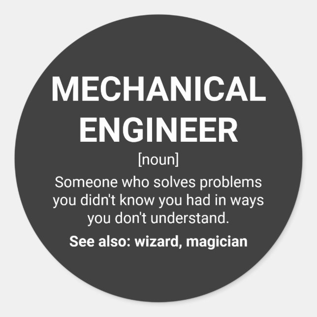 Mechanical Engineer Funny Definition Classic Round Sticker (Front)