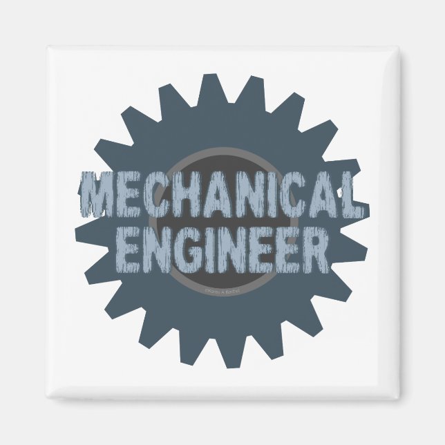 Mechanical Engineer Gear Blue Grey Magnet (Front)