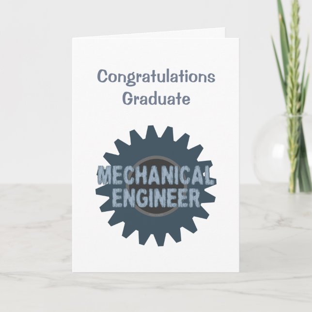 Mechanical Engineer Gear Blue Grey Thank You Card (Front)