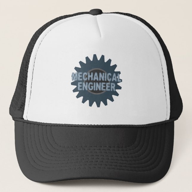 Mechanical Engineer Gear Blue Grey Trucker Hat (Front)