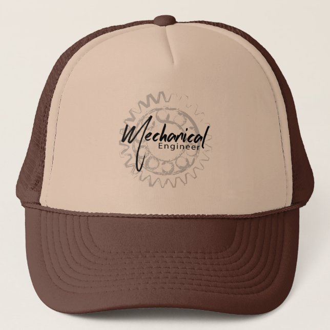 Mechanical Engineer Gear Sketch Trucker Hat (Front)