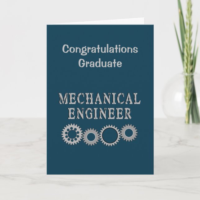Mechanical Engineer Gears Thank You Card (Front)