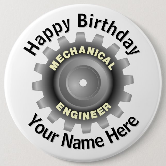 Mechanical Engineer Grey Gear 6 Cm Round Badge (Front)