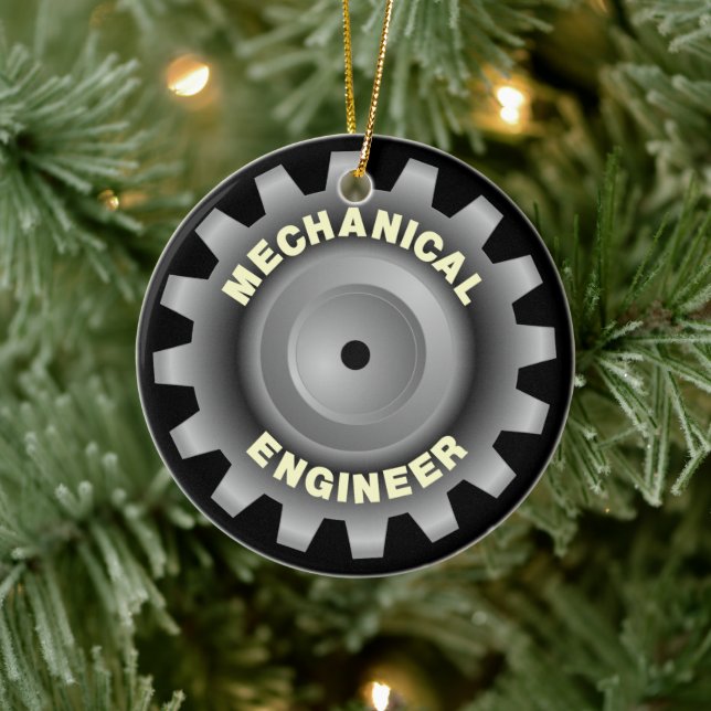 Mechanical Engineer Grey Gear Ceramic Ornament (Tree)