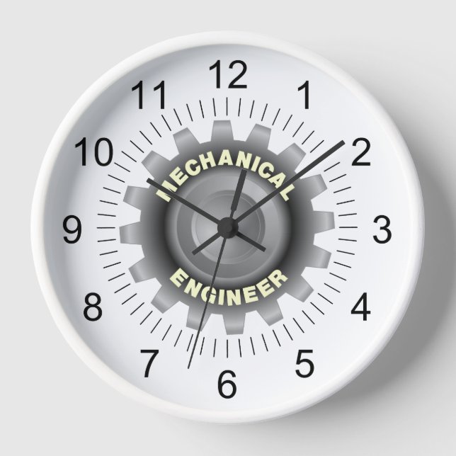 Mechanical Engineer Grey Gear Clock (Front)