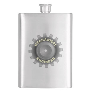 Mechanical Engineer Grey Gear Hip Flask
