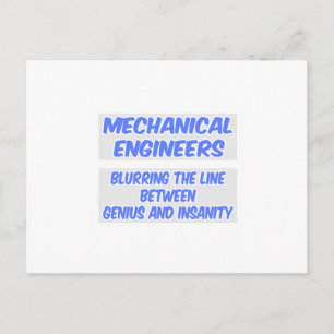 Mechanical Engineer Joke .. Genius and Insanity Postcard