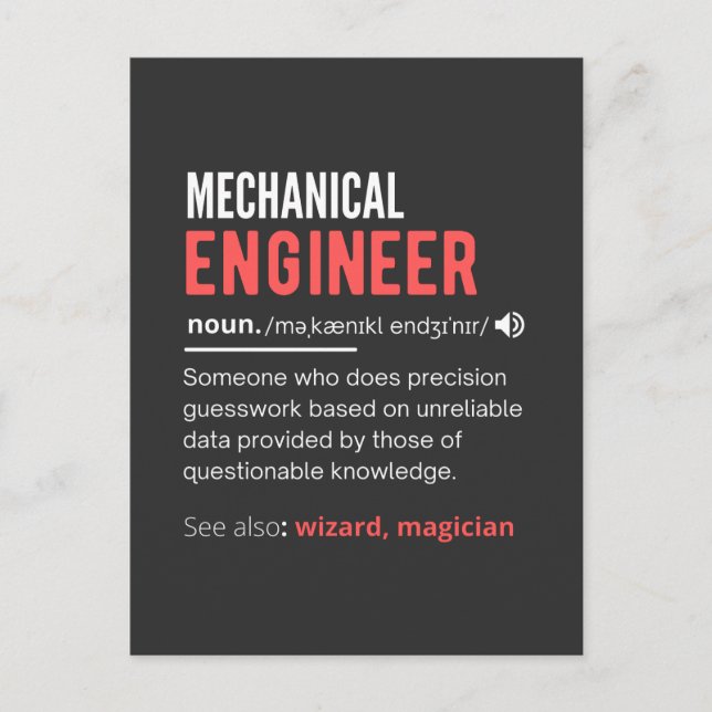 Mechanical ENGINEER Postcard (Front)