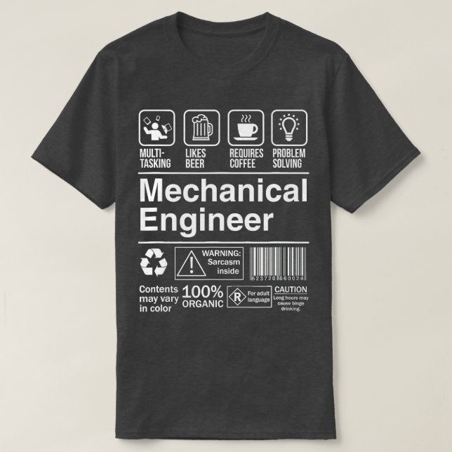 Mechanical Engineer Product Label      T-Shirt (Design Front)