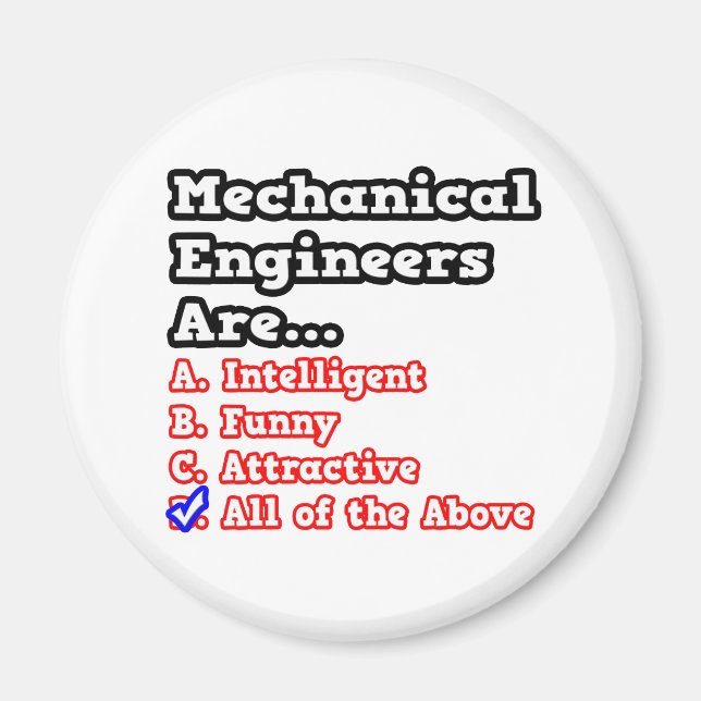 Mechanical Engineer Quiz...Joke Magnet (Front)