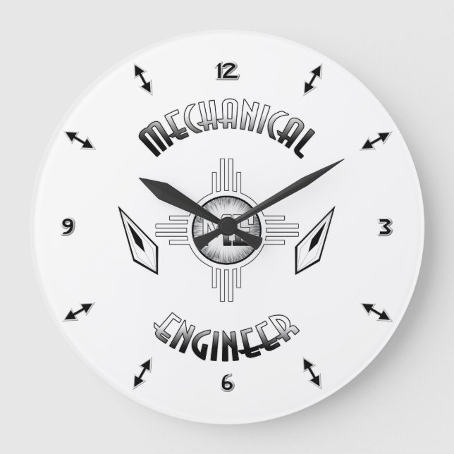 Mechanical Engineer Retro Large Clock (Front)
