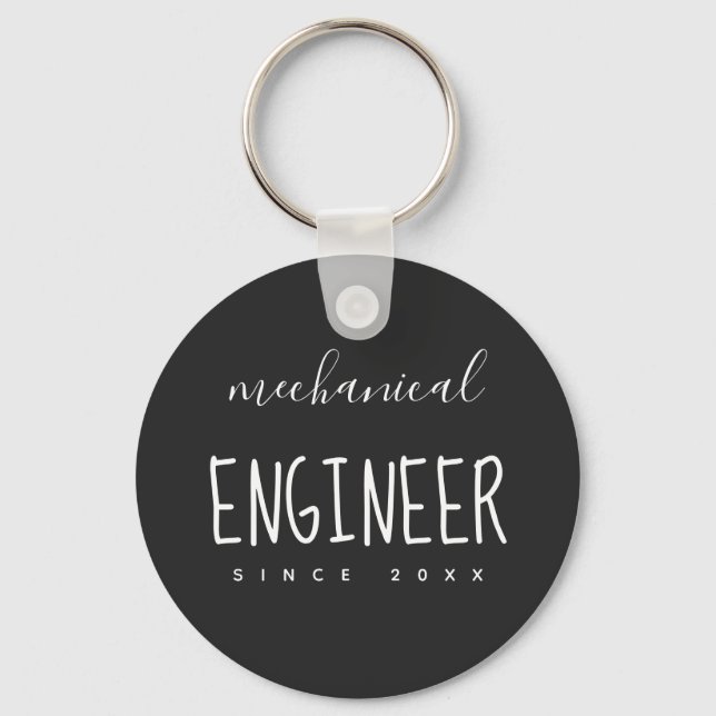 Mechanical Engineer Simple Custom Button Keychain (Front)